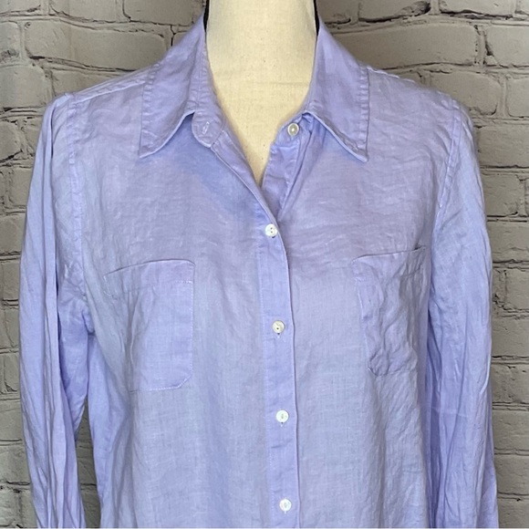 Lilly Pulitzer Pearly Purple Sea View Linen Long Sleeve Button Down Shirt Medium - Picture 3 of 16